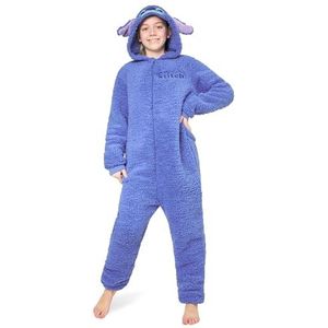 Disney Stitch fleece pyjama voor kinderen tieners - pyjama met capuchon 4-14 jaar kinderen pyjama comfortabele loungewear geschenken voor meisjes, Blauwe steek, 13-14 jaar