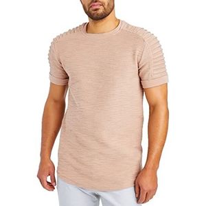 Leif Nelson T-shirt voor heren, zomer, met ronde hals, regular fit, 100% katoen, basic heren-T-shirt, casual T-shirt voor heren, beige, XL