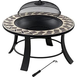 BBQ-Toro Vuurschaal, diameter 75 cm, vuurplaats met vonkbescherming en pookhaak, vuurkorf voor tuin, vuurschaal voor de tuin, outdoor fire pit, vuurschaal steenlook