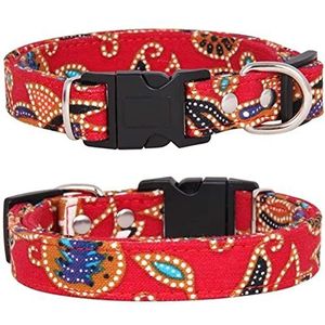 1 Pc Gewatteerde Verstelbare Halsband Riemen Voor Kleine Medium Grote Hond Puppy Kraag Lopen Running Leads-Rode halsband, L