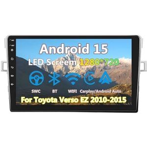 Draadloze Autoradio Android 15 voor Toyota Verso EZ 2010-2015 met draadloze carplay en Android Auto Bluetooth USB Wifi 4G GPS Navigatie(S-6(8G+128G))