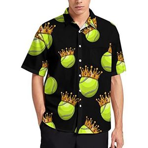 Tennis Ball Crown Hawaiiaanse shirt voor mannen zomer strand casual korte mouw button down shirts met zak