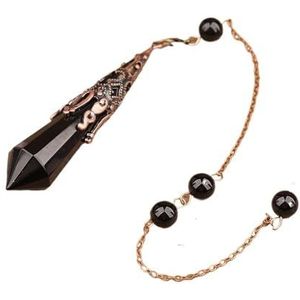Vintage Natural Gemstones Bronze Pendulum Chains Pendant Necklace Healing Dangle Pendulum Jewelry Reiki Pendulum Decor (Color : Black Agate Bronze)