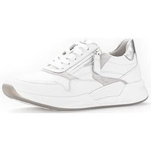 Gabor Low-Top sneakers voor dames, lage schoenen voor dames, Wit Wit Zilver 50, 42.5 EU
