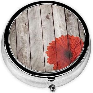 Ronde pillendoos, 3 compartimenten draagbare pillenetui, schattige bloem rode dahlia pillenorganisator voor zak, portemonnee, geneeskunde, tablet vitamine