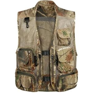 Pegsmio Baggy Heren Mesh Vest Zomer Multi Pocket Fotografen Mouwloze Jassen Camo1 Vest, Zwarte Rits, XXL