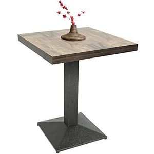 Vierkante tafel, Bar tafel, Bistrotafel, 60 * 60 * 75 cm, industriële stijl, houten plank + ijzeren voetjes, maximale belasting 120 kg