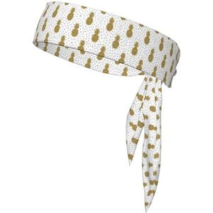 Gouden Glitter Ananas Fruit Print Tie Hoofdbanden, Ninja Karate Veelzijdige Hoofdband Voor Mannen Vrouwen, Voor Basketbal Running Tennis