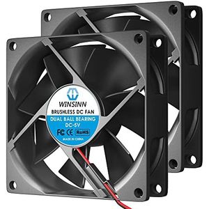 WINSINN DC 80mm 5V 8025 dubbele borstelloze kogellagers ventilator 80 mm x 25 mm 2-polig (2 stuks)
