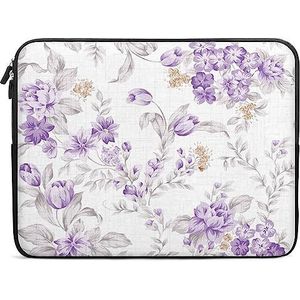 Lavendel Paars Bloemen Print Laptop Sleeve Case Mode Computer Tas Beschermhoes Draagtas Aktetas voor Vrouwen Mannen 17 inch