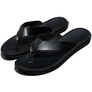 Slippers Heren Cool Strand Zomer Schoenen Hotel Slippers Heren Grote Maat 47 Ondiepe Platte Herenschoenen (Color : Black, Size : 39)