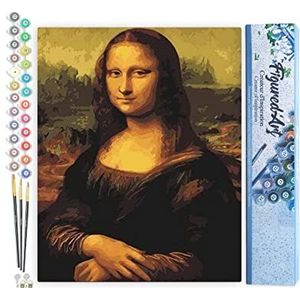 Figured'Art Schilderen op Nummer Volwassenen canvas Da Vinci Mona Lisa La Joconde - Handwerk acrylverf Kit DIY Compleet - 40x50cm zonder frame