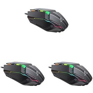 3 set van LED Backlit RGB Wired Gaming Mouse 1600 DPI Gamer Muizen met Zijknoppen