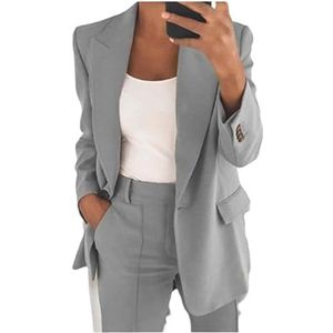 Dames Sportief Zomer Getailleerd Jasje Kostuumjas Zakelijk Oversize Lente Dunne Tussenjas Jas Dames Stijl(Grey,3XL)