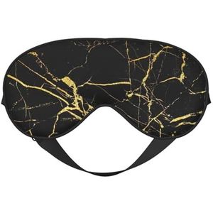 Zacht ademend slaapmasker met zwarte gouden marmerprint, lichtblokkering, verstelbare riem, slaapmasker voor reizen, nachtwerk, kantoor