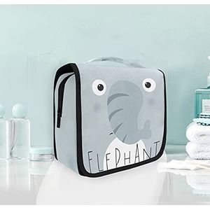 Grijze olifant cartoon opknoping opvouwbare toilettas make-up reisorganisator tassen tas voor vrouwen meisjes badkamer