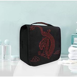 Hangende opvouwbare toilettas zwart rode draak make-up reisorganizer tassen tas voor vrouwen meisjes badkamer