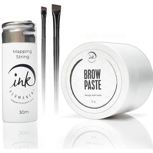 Wenkbrauwtekenset: witte pasta [15 g], draad [100 voet], 2 penselen, ideaal voor microblading, PMU en vormgeven