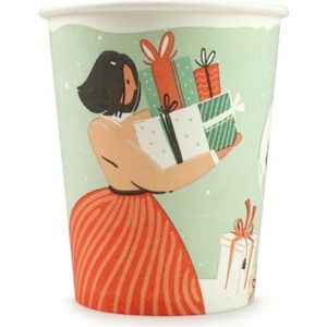wellliches 151278 100 stuks wellsacup kerstbeker wegwerpbeker kartonnen beker drinkbeker papieren beker wegwerppapier 0,18 liter beker speciale editie: Kerstmis, kerstmotief, polymeercoating