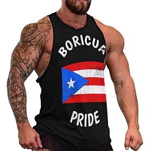 Vintage Boricua Pride Puerto Ricaanse PR Vlag Mannen Tank Top Grafische Mouwloze Bodybuilding Tees Casual Strand T-Shirt Grappige Gym Spier