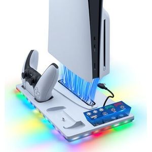 Tolesum - Verticale Standaard - Koeling - Voor PS5/PS5 Slim/PS5 Pro - Met RGB Licht