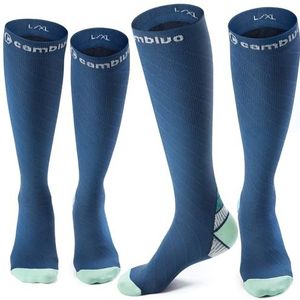 CAMBIVO 2 Paar Compressiekousen voor Dames en Heren 20-30mmHg, Klasse 2 Steunkousen, Lange Sokken voor Spataderen, Circulatie, Verpleegsters, Reizen, Vliegtuig, Rennen, Sport