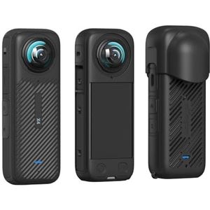 Voor Insta360 X4 lichaam warmteafvoer siliconen beschermhoes, Voor X4 sport camera Lens protector Lanyard (zwart set)