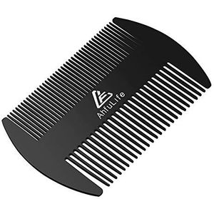 Metalen haar- en baardkam - AhfuLife EDC Creditcard Size Comb Perfect voor Portemonnee en Pocket - Antistatische Dual Action Baard Kammen (zwart)