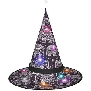 SSIMOO Cartoon Leuke Olifant Elegante Vrouwen Halloween Heks Hoed-Led Verlichte Accessoire-Perfect Voor Feesten En Rollenspel