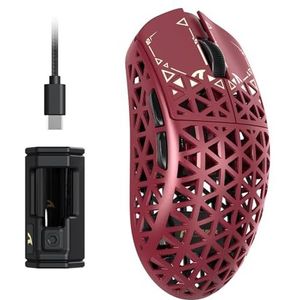 ATTACK SHARK R5 Ultra Koolstofvezel HyperSpeed Draadloze Gamingmuis, 39g Ultralichte Muizen, 2,4 G/BT/USB-C Bedraad, PAW3950MAX-Sensor, 8000Hz Draadloze Pollingsnelheid, 42KDPI, Win/Mac - Rood