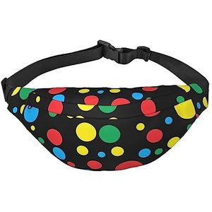 Twister Polka Dots Heuptas voor Mannen Vrouwen Riemtas Verstelbare Taille Pack voor Reizen Wandelen Running Bum Bags, Zwart, Eén maat