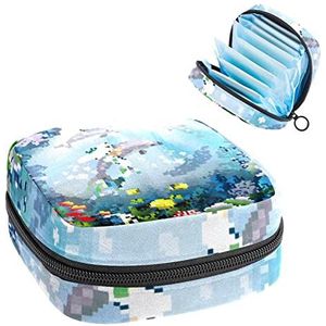 Maandverband Opbergtas,Draagbare maandverband Opbergzak,dolfijn, Meerkleurig, 4.7x6.6x6.6 in/12x17x17 cm