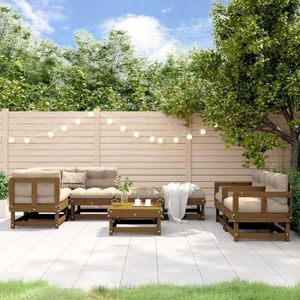 SMTSEC Tuinmeubilair 8 Stuk Tuin Lounge Set Honing Bruin Massief Houten Pine Meubels