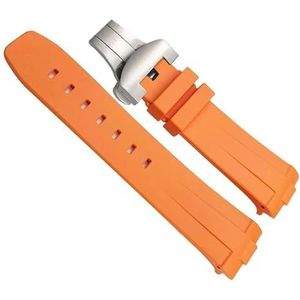 dayeer Gebogen uiteinde rubberen horlogeband geschikt voor Panerai PAM441/1312/00111 sportband met roestvrijstalen vlinder 24 mm (Color : Orange, Size : 24mm)