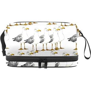 Dubbellaags Cosmetische Tas Vogels Draagbare Make-up Tas Reizen Organizer Pouch Voor Vrouwen Meisjes Toiletries Tassen, Meerkleurig, 27x15x14 cm/10.6x5.9x5.5 in, Make-up zakje