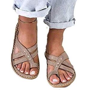 Comfortabele sandalen met plateauzool, Spalkpijn, Hallux Valgus Correctie Zomerstrand Reizen Slijtvaste, comfortabele pantoffels voor vriendinnen en moeder (Color : Gray, Size : 39)