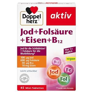Doppelherz Jodium Foliumzuur Ijzer Tabletten 45 Stuks - jodium tabletten straling kernramp