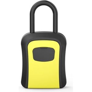 DUNSBY Sleutelkluis buiten wachtwoord sleutelkast uitgebreide vergrendelingshaak staaldraad opknoping sleutel opslag waterdichte sleutelcodedoos 4-cijferige combinatiedozen (kleur: geel)