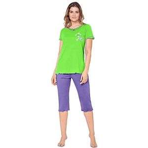 e.FEMME® Celina 805 of 806 damespyjama, korte mouwen, katoen met modal, groen, 48