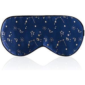 townssilk 100% Zijde Slaapmasker met Verstelbare Riem, Comfortabel en Super Zacht Oogmasker Ultieme Slaaphulp Gouden sterrenhemel Blauw