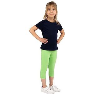 looksy Meisjesleggings - Capri zomerbroek in basic stijl, 19 kleuren, ondoorzichtig, comfortabel, dagelijkse kleding, zacht, ademend katoen, maten 3 tot 13 jaar (98 tot 158 cm), limoen, 152