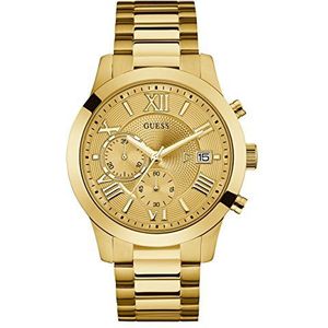 GUESS 45MM Roestvrij Staal Horloge, Goud-toon, NS, GUESS Heren roestvrij staal chronografische casual armband horloge