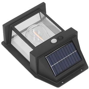 Buitenverlichtingsarmaturen, Bewegingssensor Weerbestendig Zonne-wolfraam Wandlamp ABS IP65 Waterdicht 3 Standen Eenvoudig Te Installeren voor Werven (Zwart)