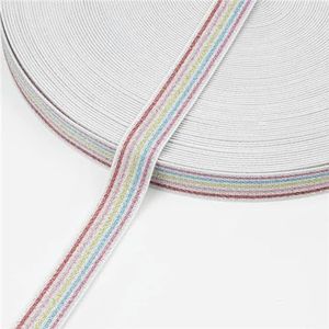 Elastische band 2,5 cm kleurrijke glitter elastiekjes breed 25 mm voor hoofdband duurzame broek rok riem naaien kledingaccessoires 1M-witte kleur-25mm-1M
