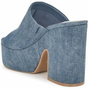 Nine West Olley Damessandalen met sleehak, Denim Blue 420, 38 EU