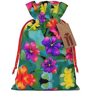 Hawaiiaanse kleurrijke bloemenprint feestelijke en chique items tassen herbruikbaar voor al uw geschenkbehoeften voor elke gelegenheid