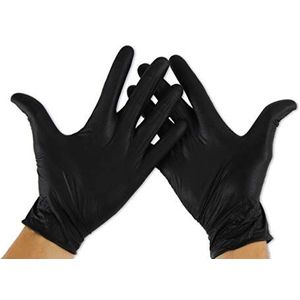 KMINA - Nitril Handschoenen, Large, Zwart, 100 Units - Latex Vrij Wegwerphandschoenen