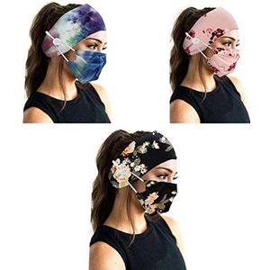 3-delige hoofdband for dames en meisjes met gezichtsmasker, buitenactiviteiten, verpleegsterstulband