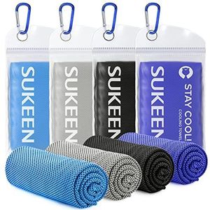Sukeen 4 stuks koelhanddoek, ijshanddoek, zacht ademend voor yoga, sport, hardlopen, sportschool, training, kamperen, fitness, training en meer activiteiten