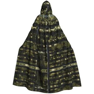 FRESQA Leger digitale camouflage prachtige cape met capuchon voor volwassenen, ultieme rollenspel, perfect voor een vampierlook